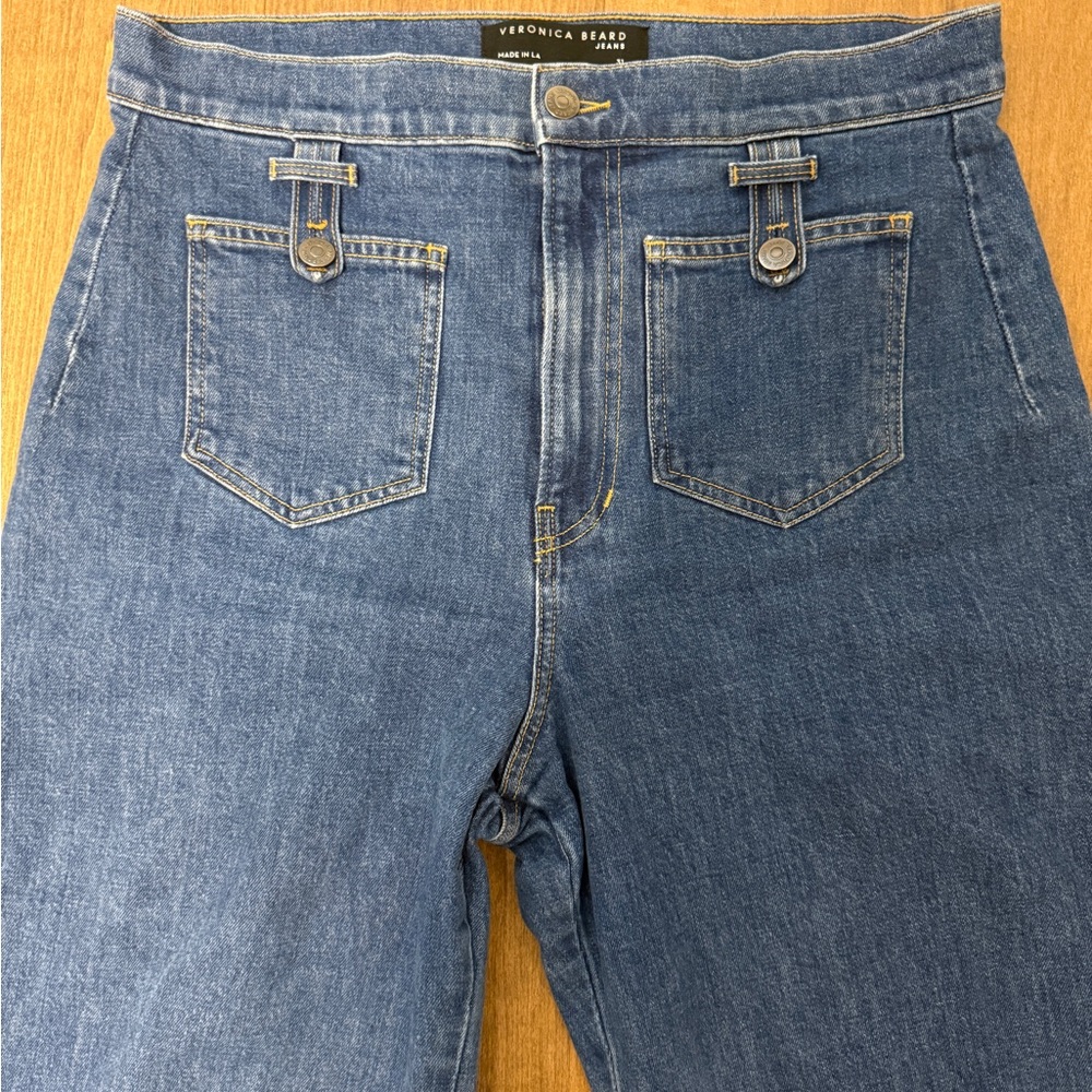 Veronica Beard Grant Patch Pocket High Rise Ankle Wide Leg Jeans - Size 31 - Picture 11 of 12